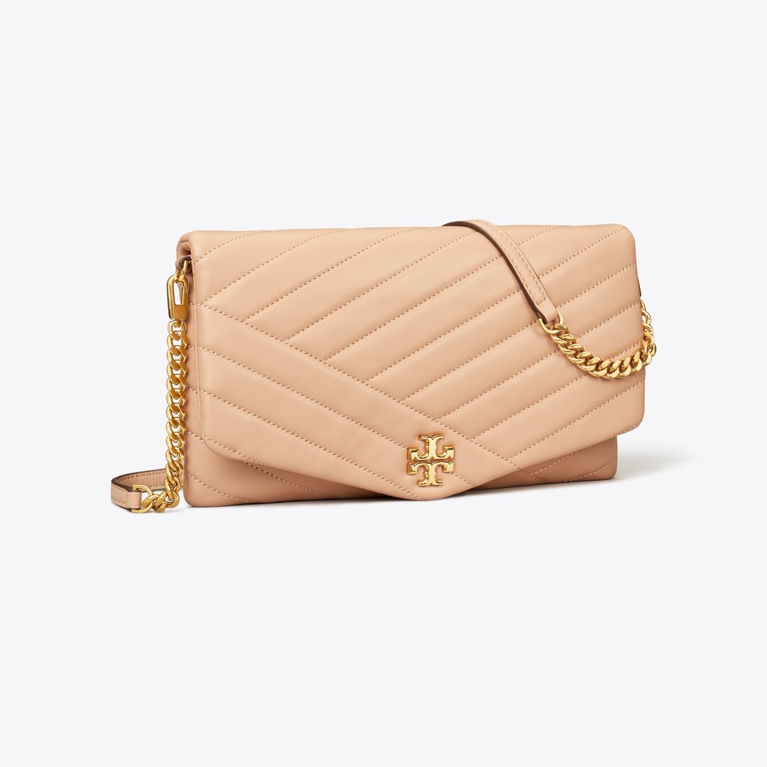 Tory Burch Kira Chevron Clutch Devon Sand