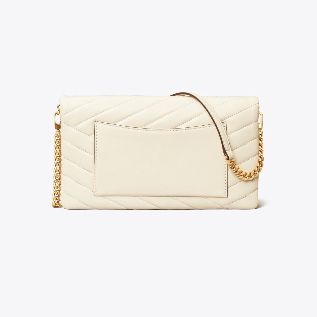 Tory Burch Kira Chevron Clutch New Ivory