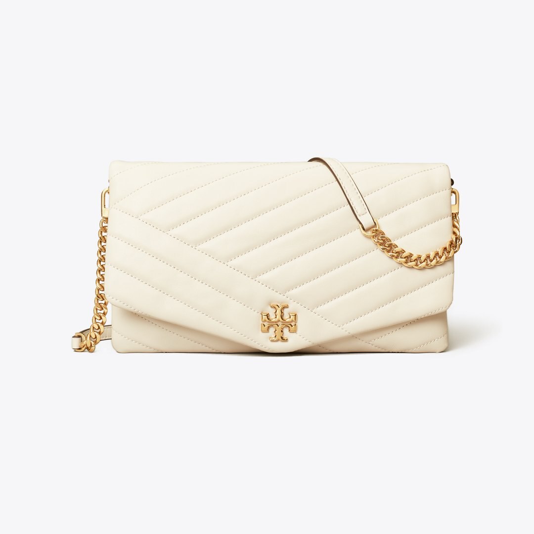 Tory Burch Kira Chevron Clutch New Ivory