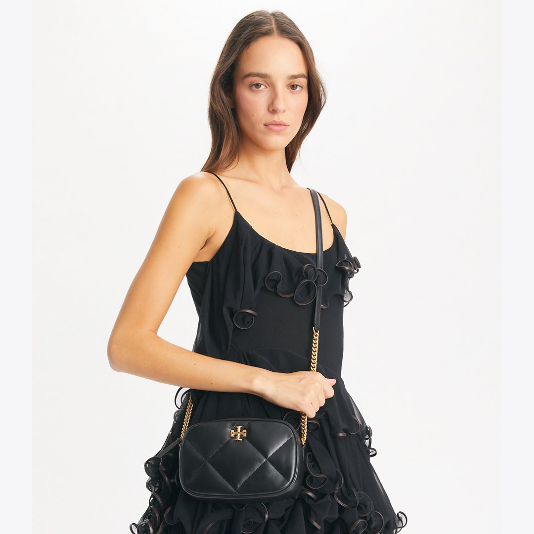 Tory Burch Kira Diamond Quilt Camera Bag Black