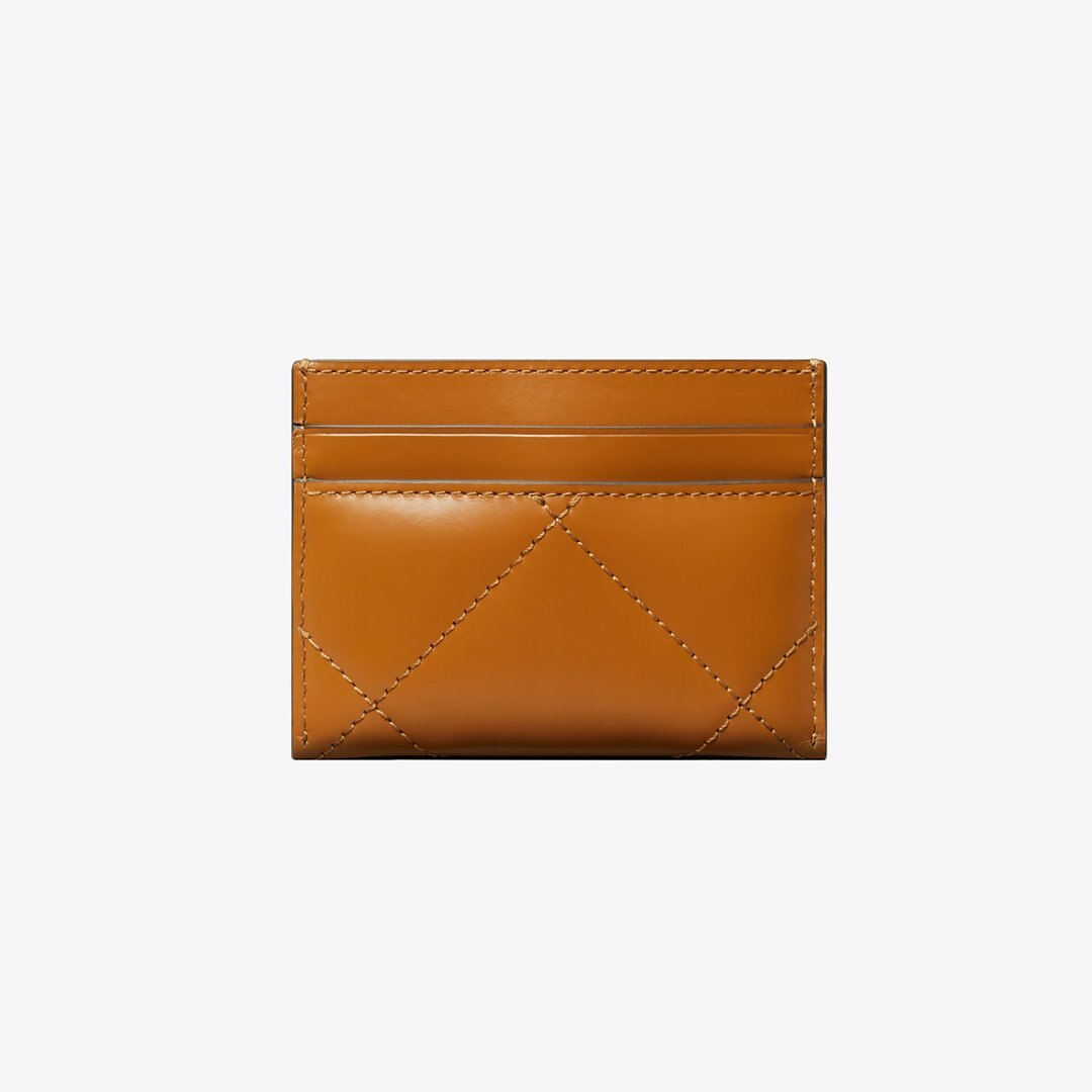 Tory Burch Kira Diamond Quilt Card Case Classic Chestnut