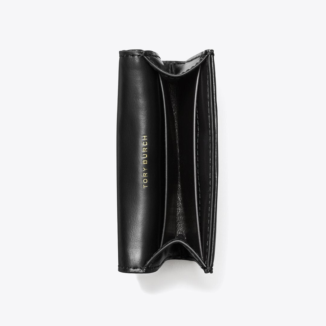 Tory Burch Kira Diamond Quilt Flap Card Case Black