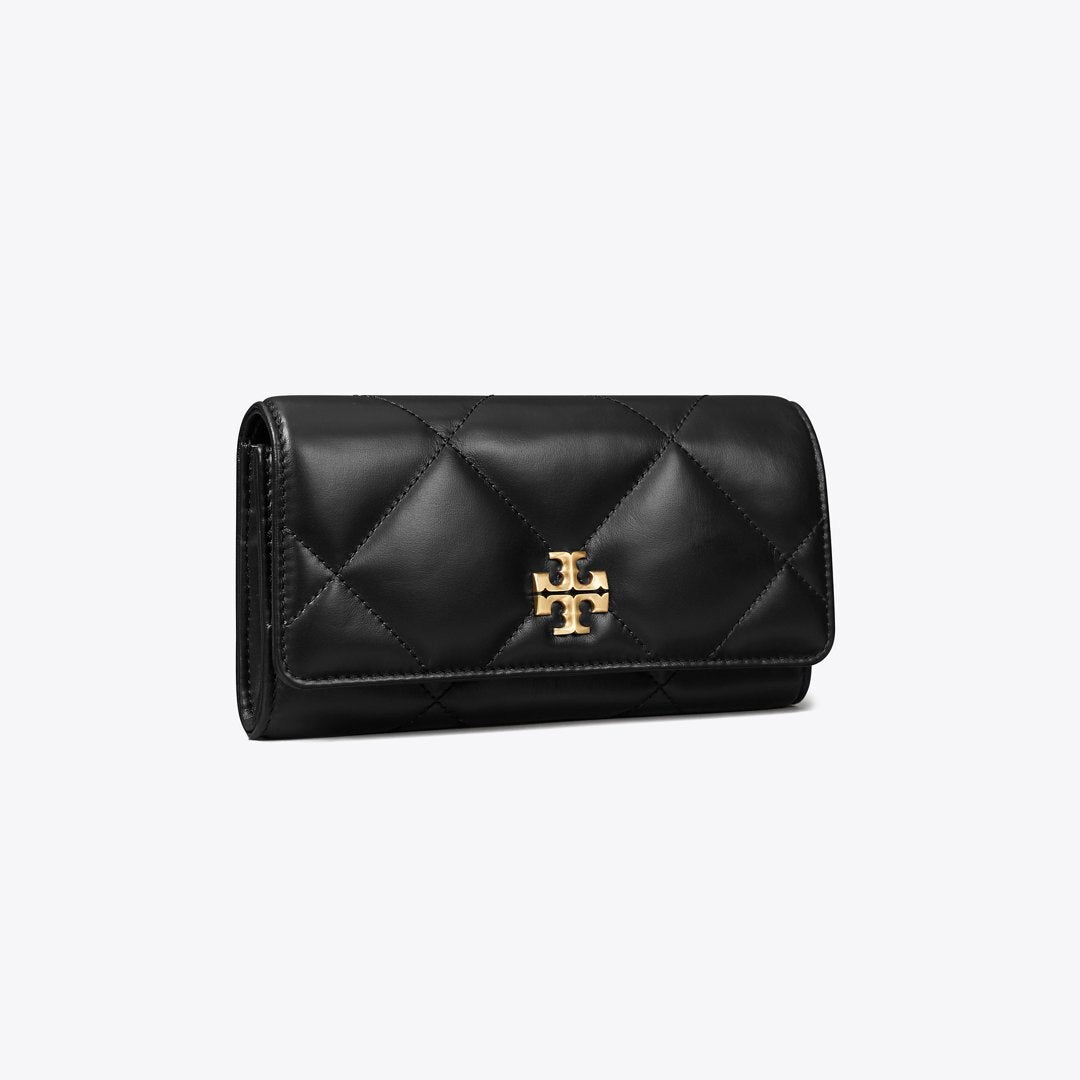 Tory Burch Kira Diamond Quilt Flap Wallet Black