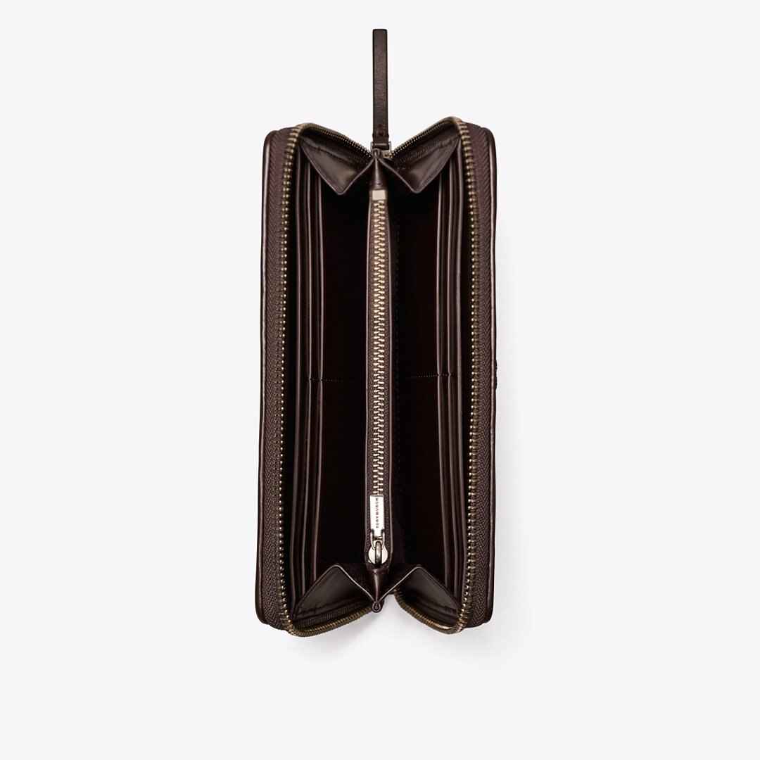 Tory Burch Kira Diamond Quilt Pav Zip Continental Wallet Cocoa