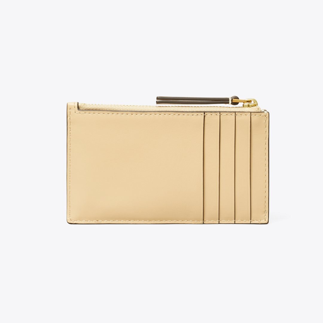 Tory Burch Kira Diamond Quilt Zip Card Case Vanilla Soft Serve