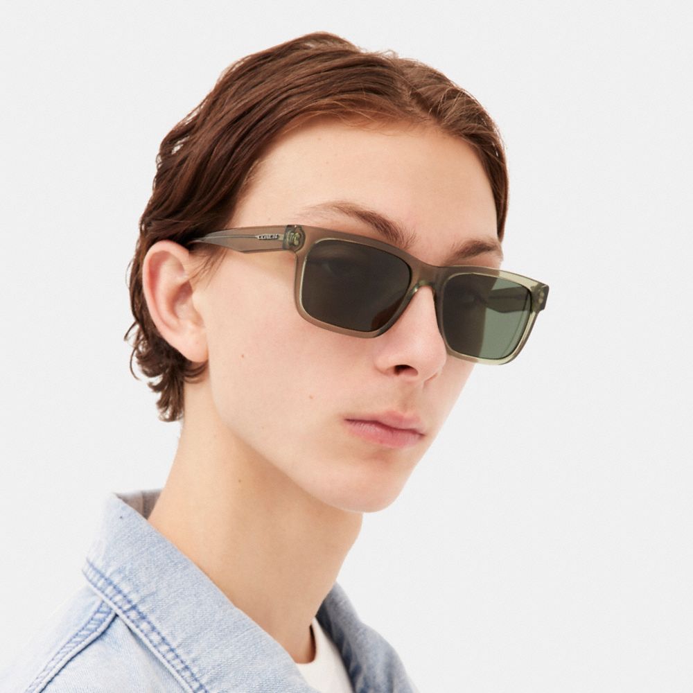Coach Square Frame Sunglasses Transparent Green