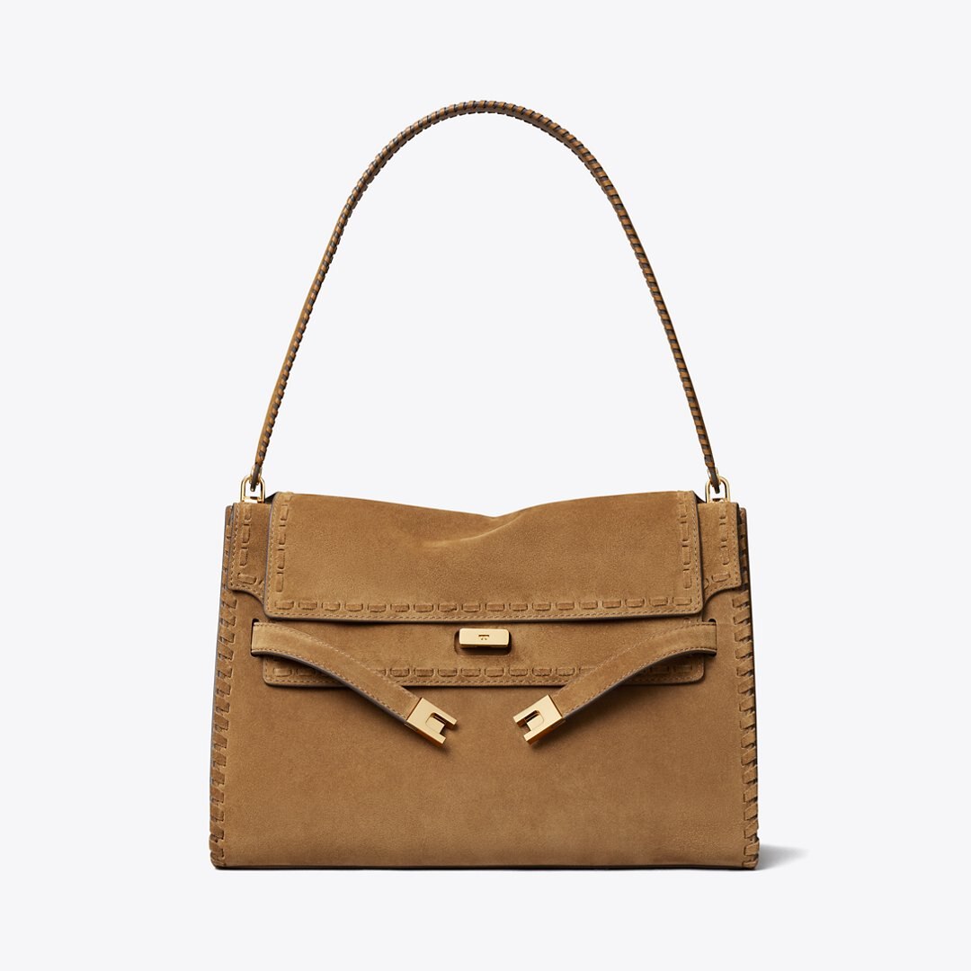 Tory Burch Large Lee Radziwill Suede Shoulder Bag WILD TABACCO