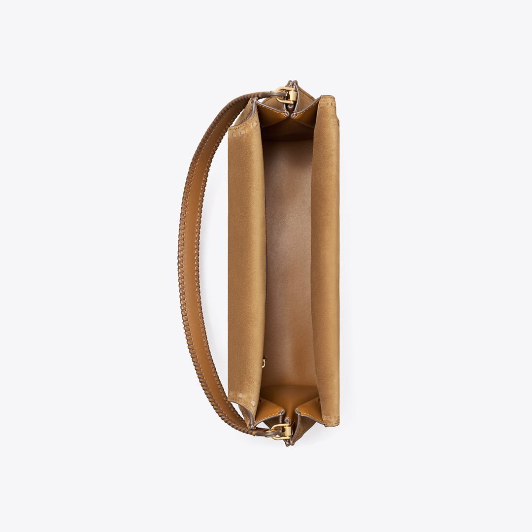 Tory Burch Large Lee Radziwill Suede Shoulder Bag WILD TABACCO