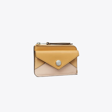 Tory Burch Leather Zip Card Case Soft Pink Multi