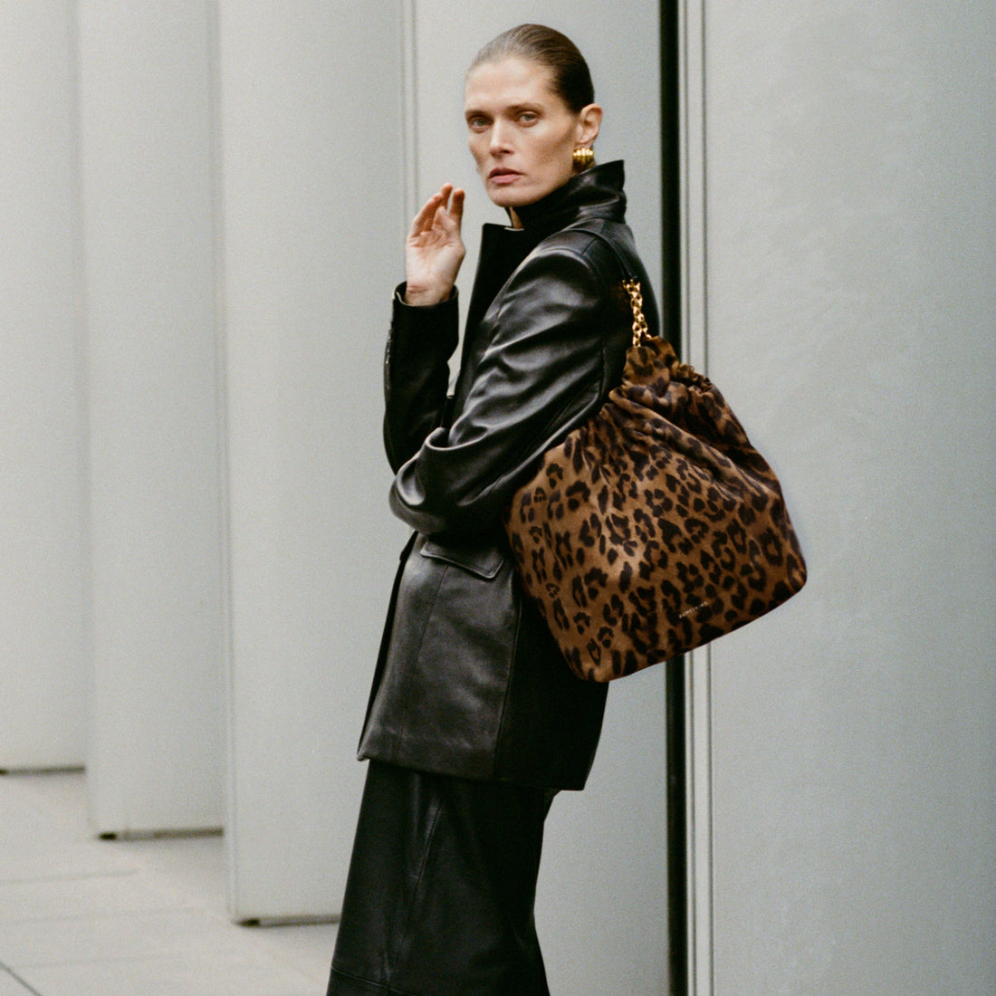 DeMellier The Miami leopard-effect suede & black smooth
