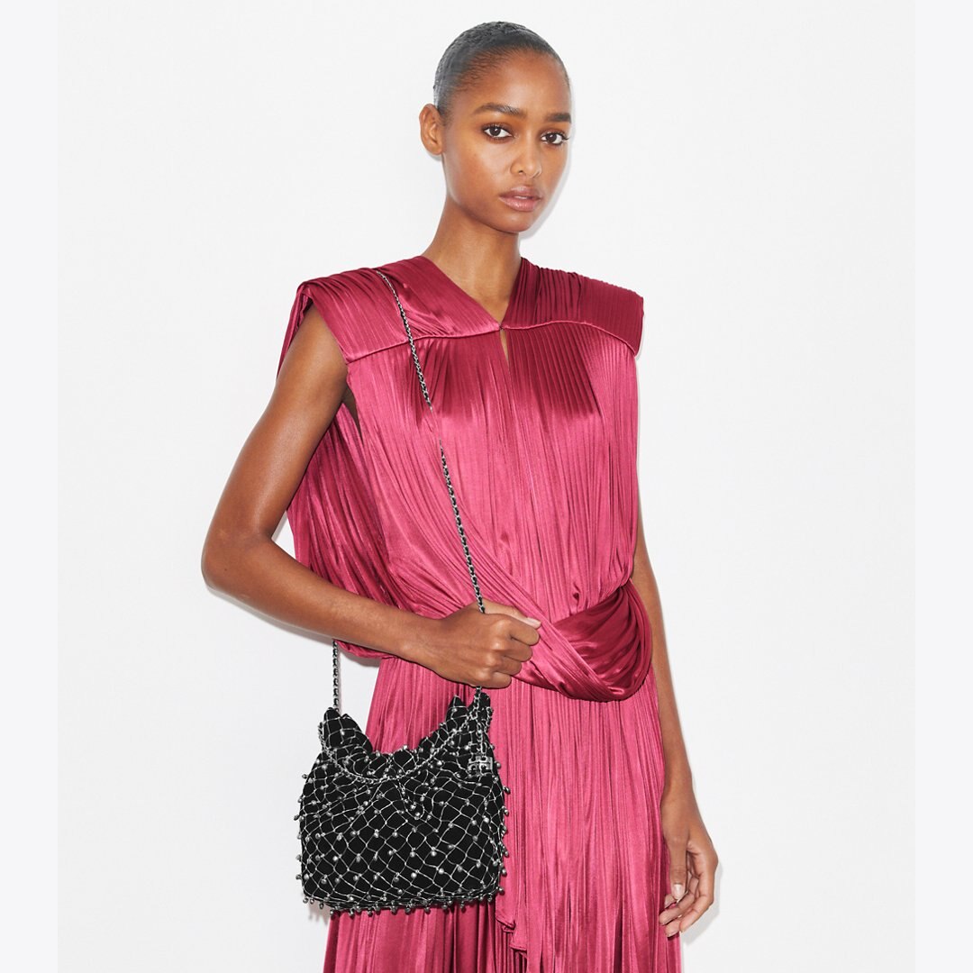 Tory Burch Mini Fleming Bell Hobo Bag Black