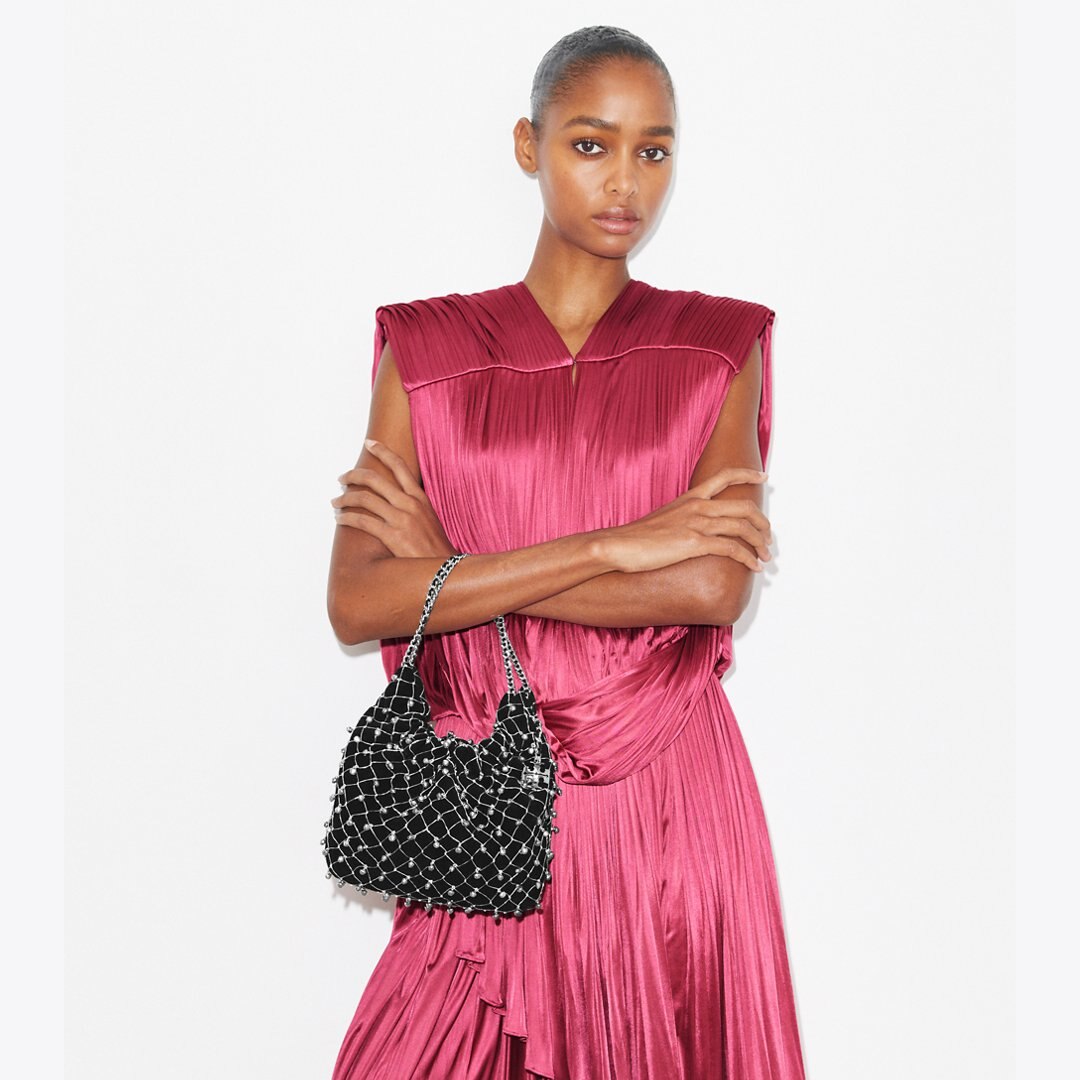 Tory Burch Mini Fleming Bell Hobo Bag Black