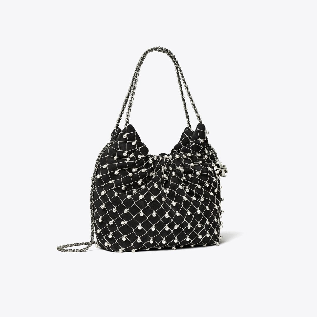 Tory Burch Mini Fleming Bell Hobo Bag Black