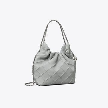Tory Burch Mini Fleming Soft Hobo Bag Gray