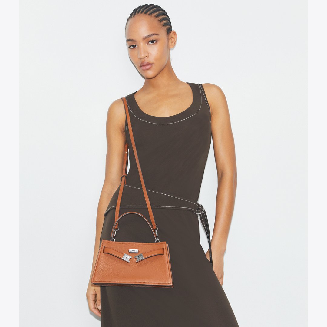 Tory Burch Mini Lee Radziwill Top-Handle Bag BOURBON