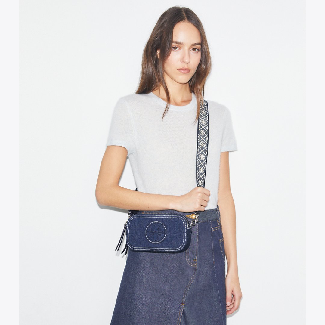 Tory Burch Mini Miller Denim Crossbody Bag Royal Navy
