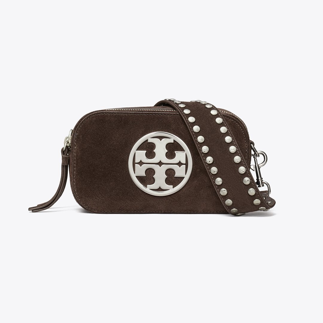 Tory Burch Mini Miller Suede Crossbody Bag Shadow Oak