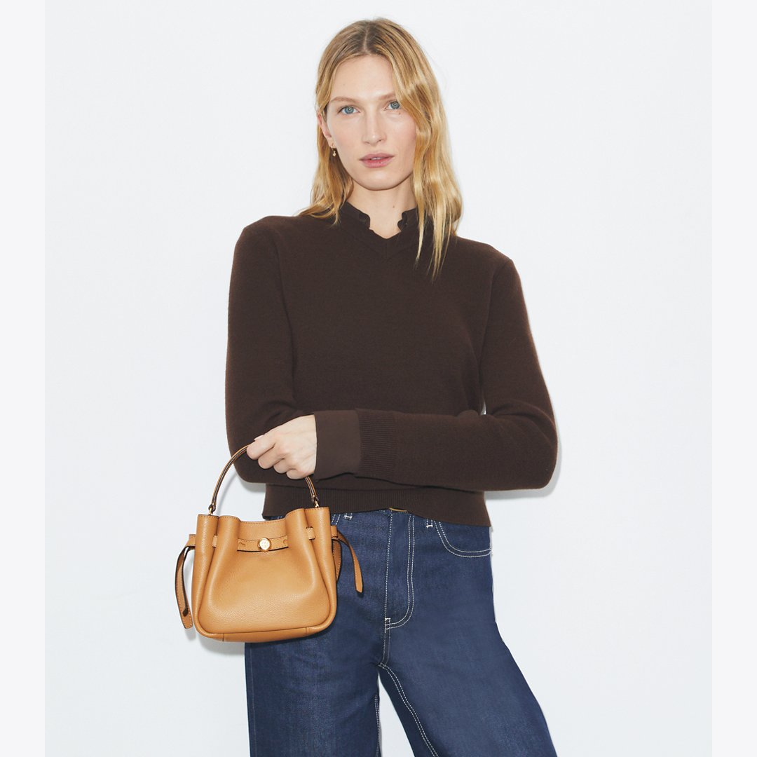 Tory Burch Mini Romy Bucket Bag Tiramisu