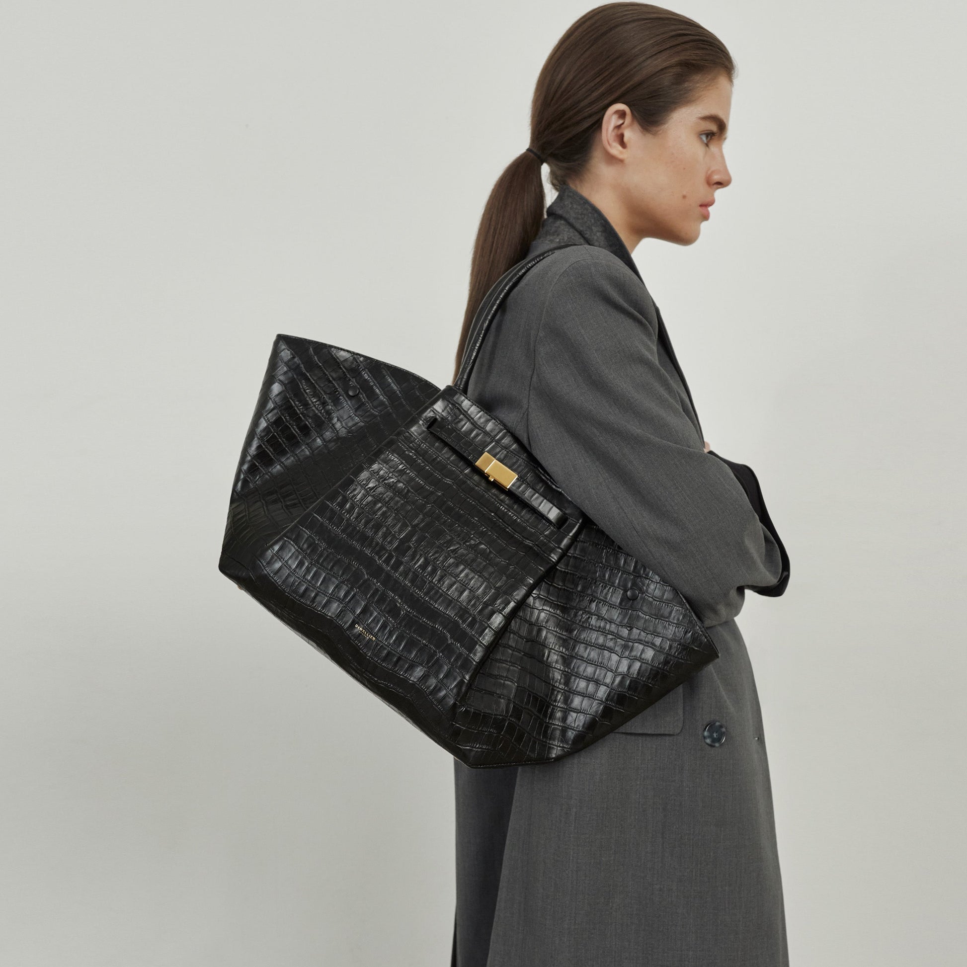 DeMellier The New York black croc-effect