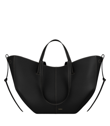 Polene Cyme Textured Black with Ecru Stitching