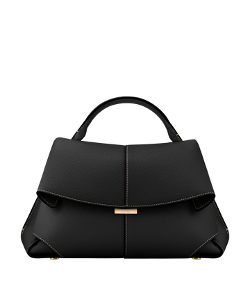 Polene Mokki Textured Black with Ecru Stitching