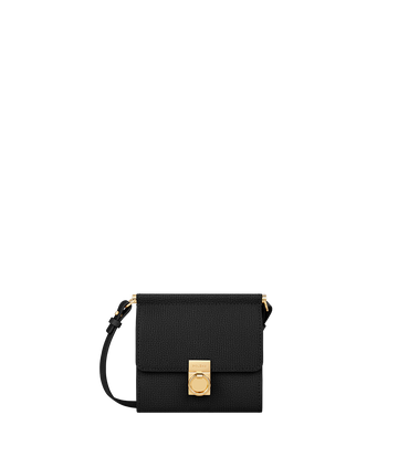 Polene Numero Sept Crossbody Wallet Textured Black