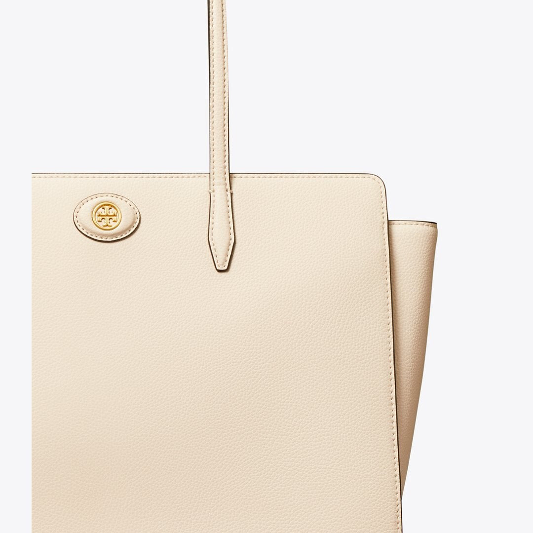 Tory Burch Robinson Pebbled Tote New Cream