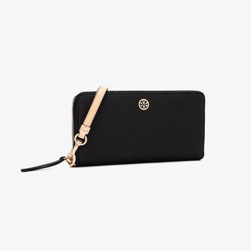 Tory Burch Robinson Pebbled Zip Continental Wallet Black