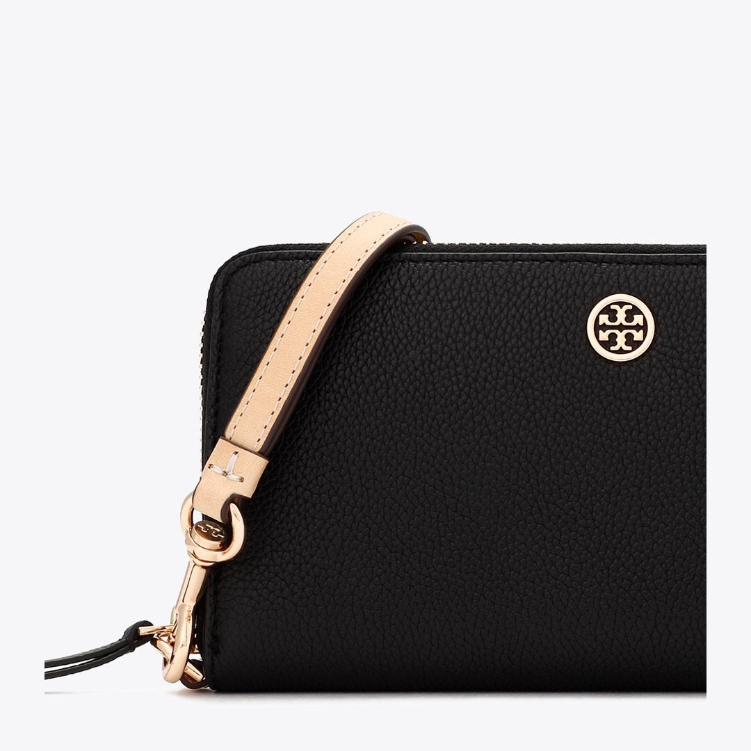 Tory Burch Robinson Pebbled Zip Continental Wallet Black