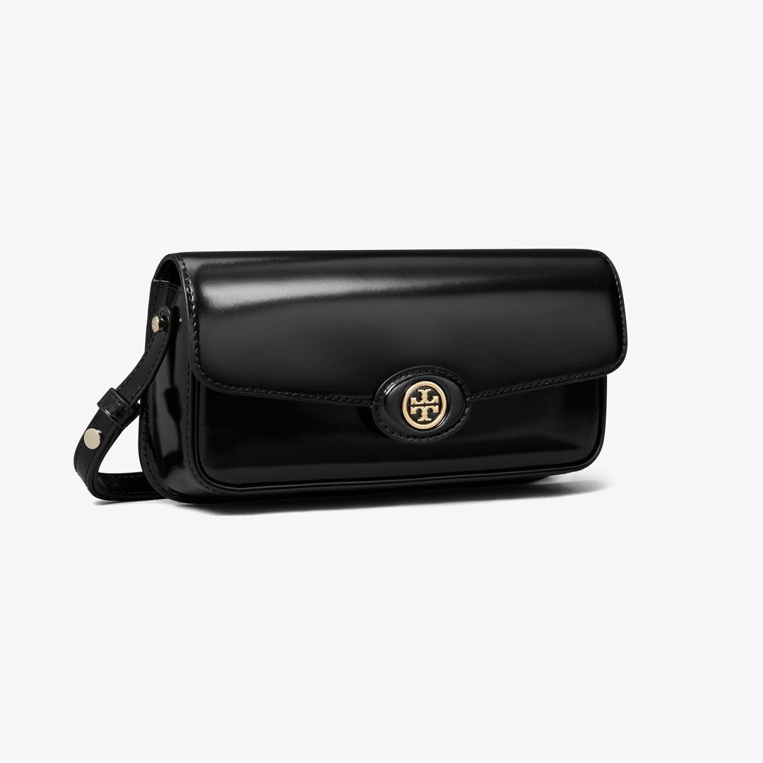 Tory Burch Robinson Spazzolato Rectangular Shoulder Bag Black