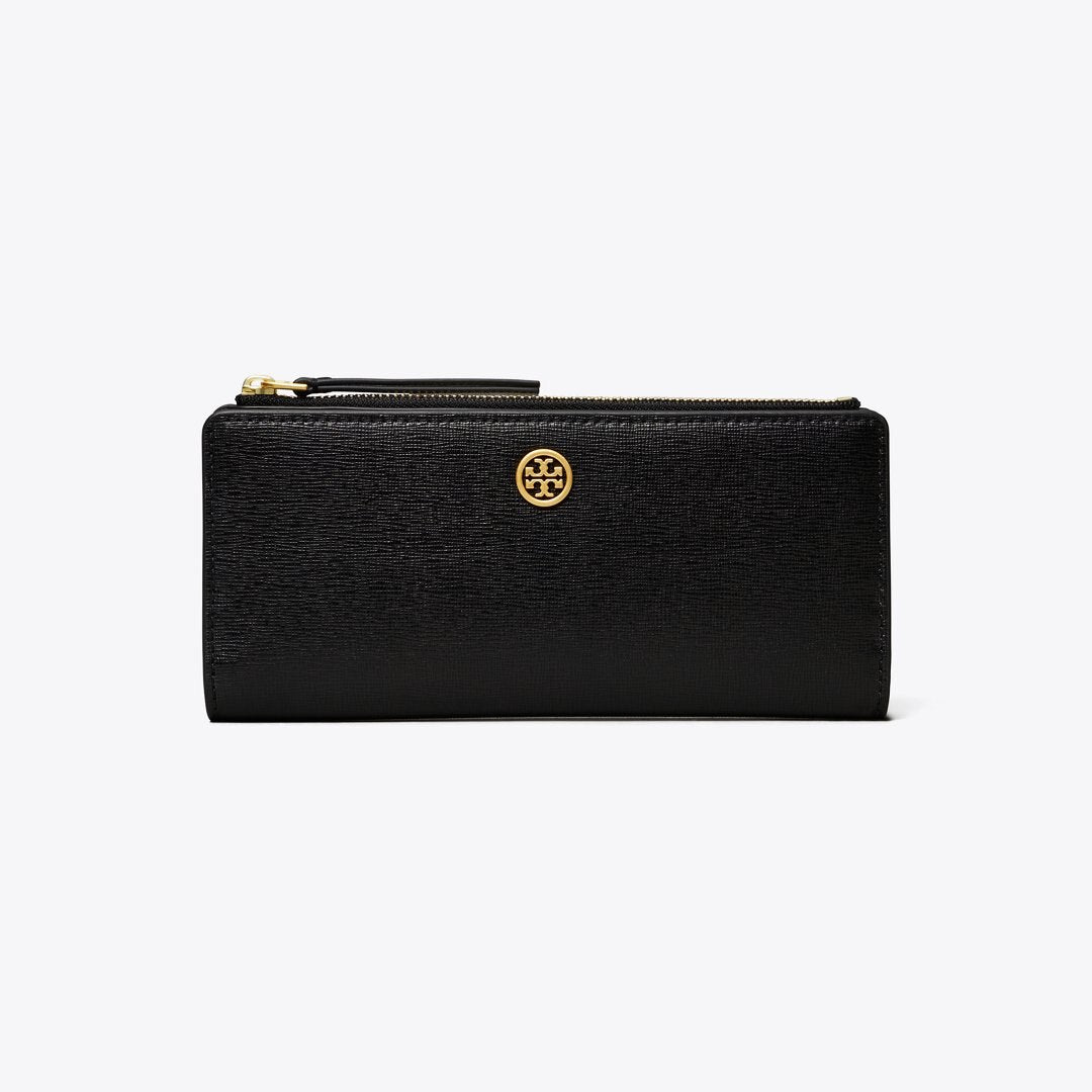 Tory Burch Robinson Zip Slim Wallet Black
