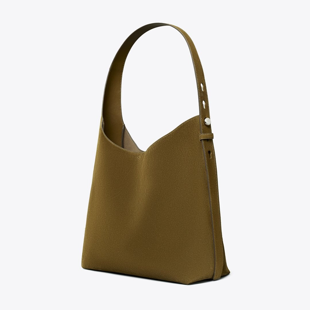 Tory Burch Romy Suede Hobo Bag Deep Olive