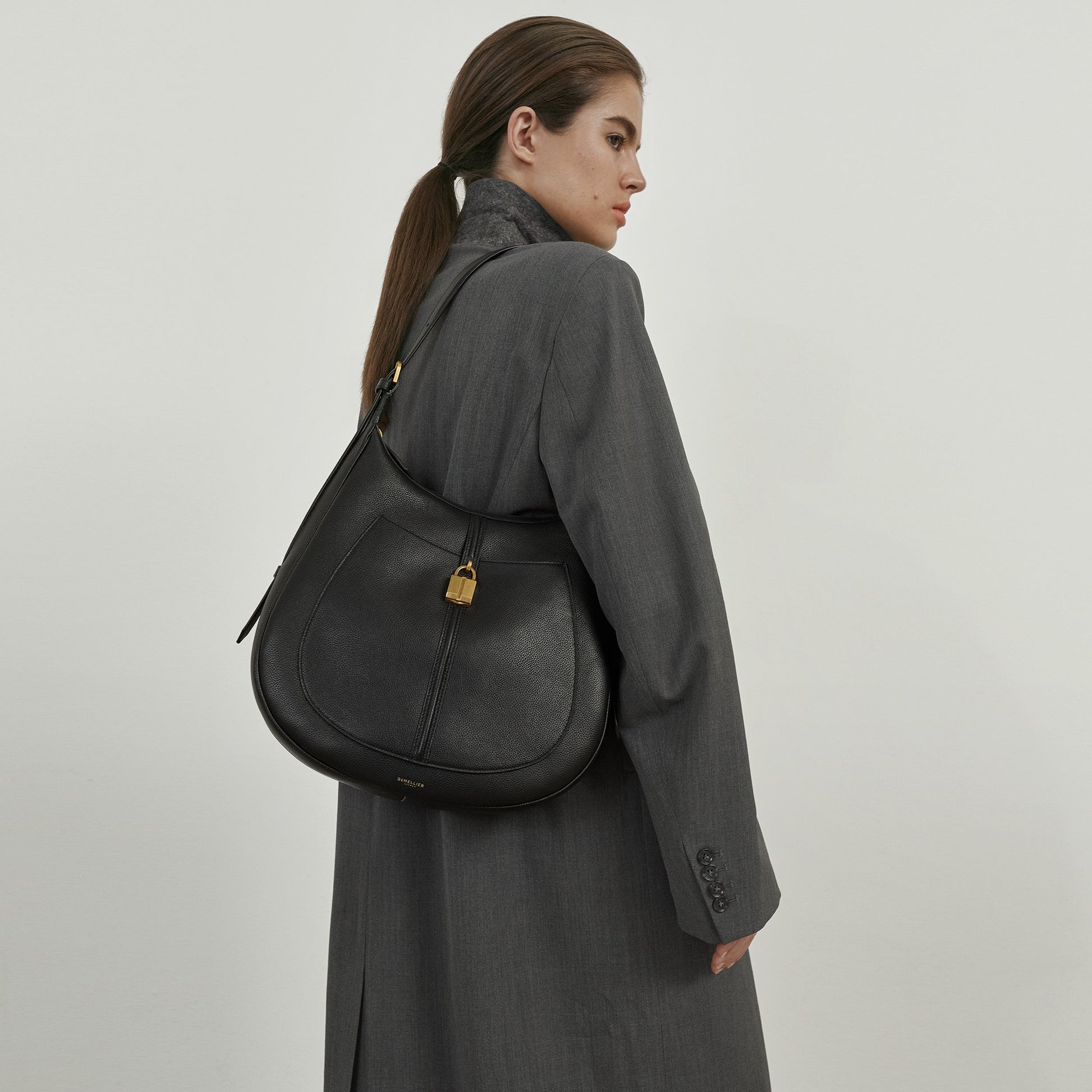 DeMellier The Siena Hobo mocha suede & mocha small grain