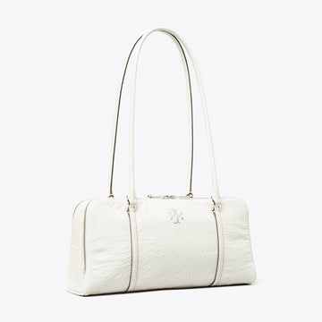 Tory Burch Small Crinkle Leather Marshmallow Satchel White