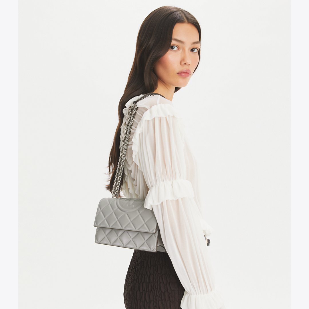 Tory Burch Small Fleming Shoulder Bag Gray
