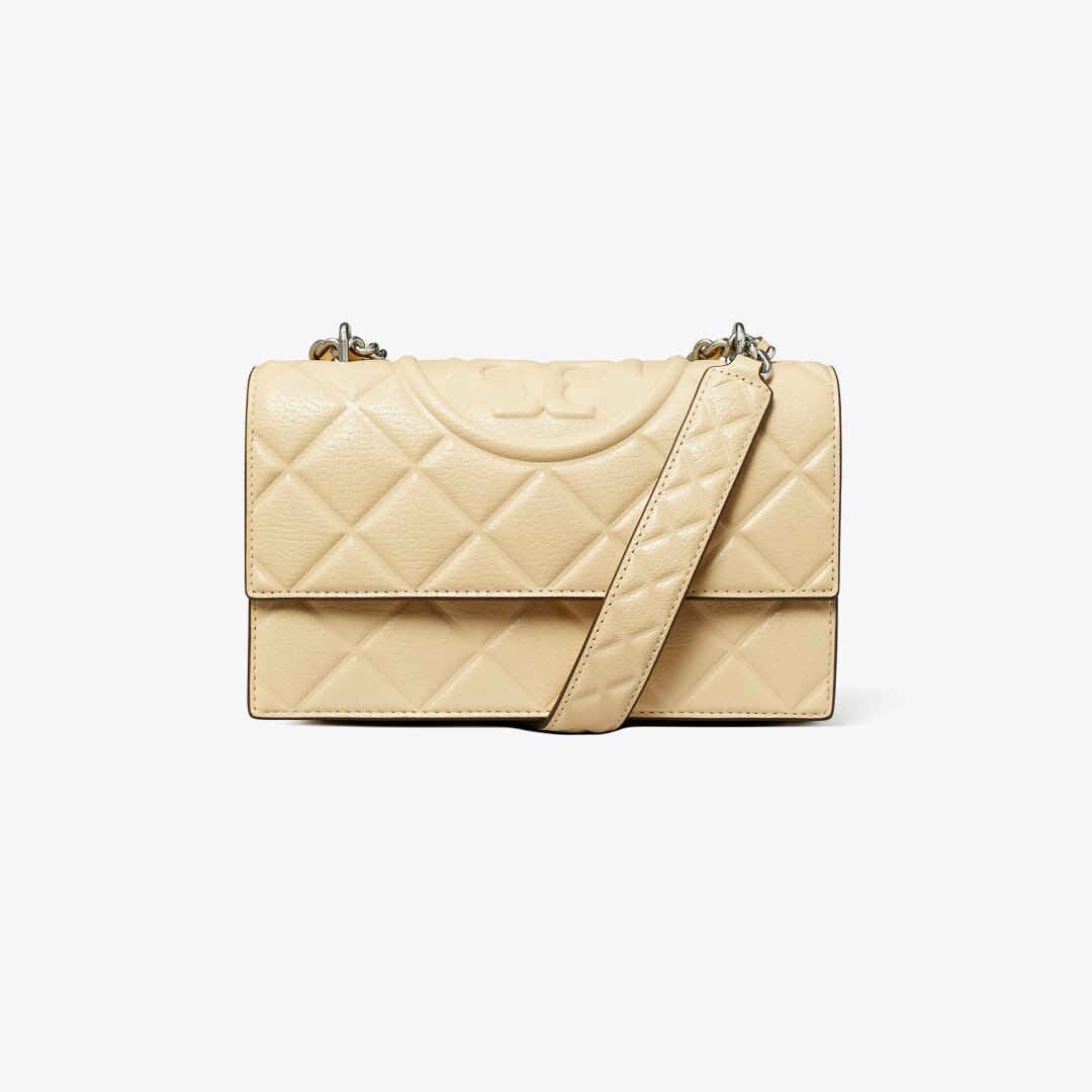 Tory Burch Small Fleming Shoulder Bag Vanilla Soft Serve