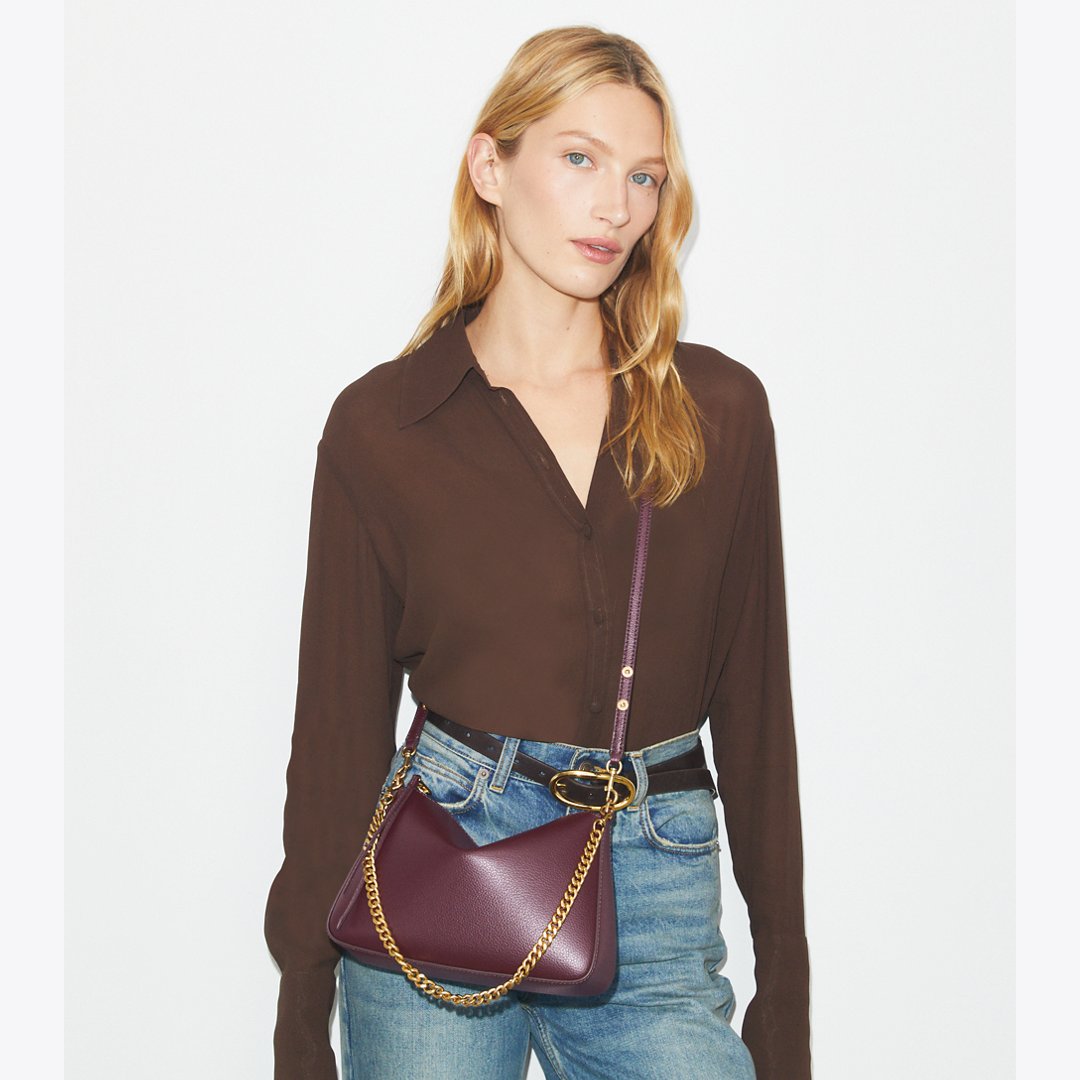 Tory Burch Small Perry Shoulder Bag Dark Carmine