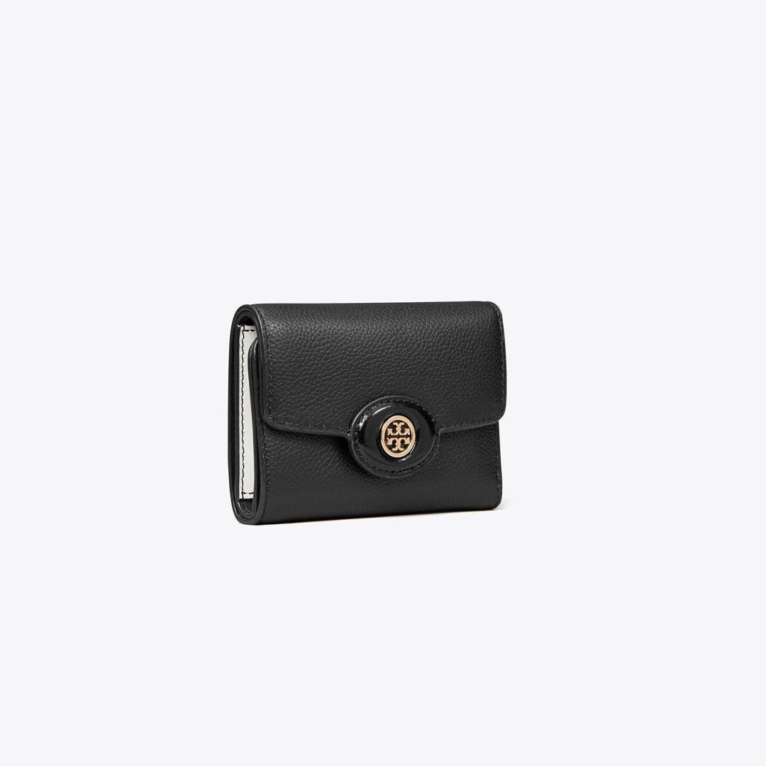 Tory Burch Small Robinson Pebbled Wallet Black