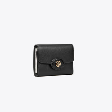 Tory Burch Small Robinson Pebbled Wallet Black