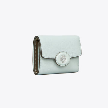 Tory Burch Small Robinson Pebbled Wallet Sea