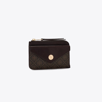 Tory Burch T Monogram Coated Canvas Envelope Zip Card Case French Press