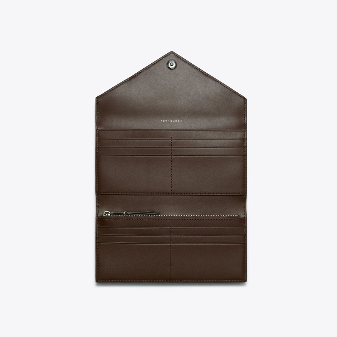 Tory Burch T Monogram Contrast Embossed Envelope Wallet Tory Navy / John Coco