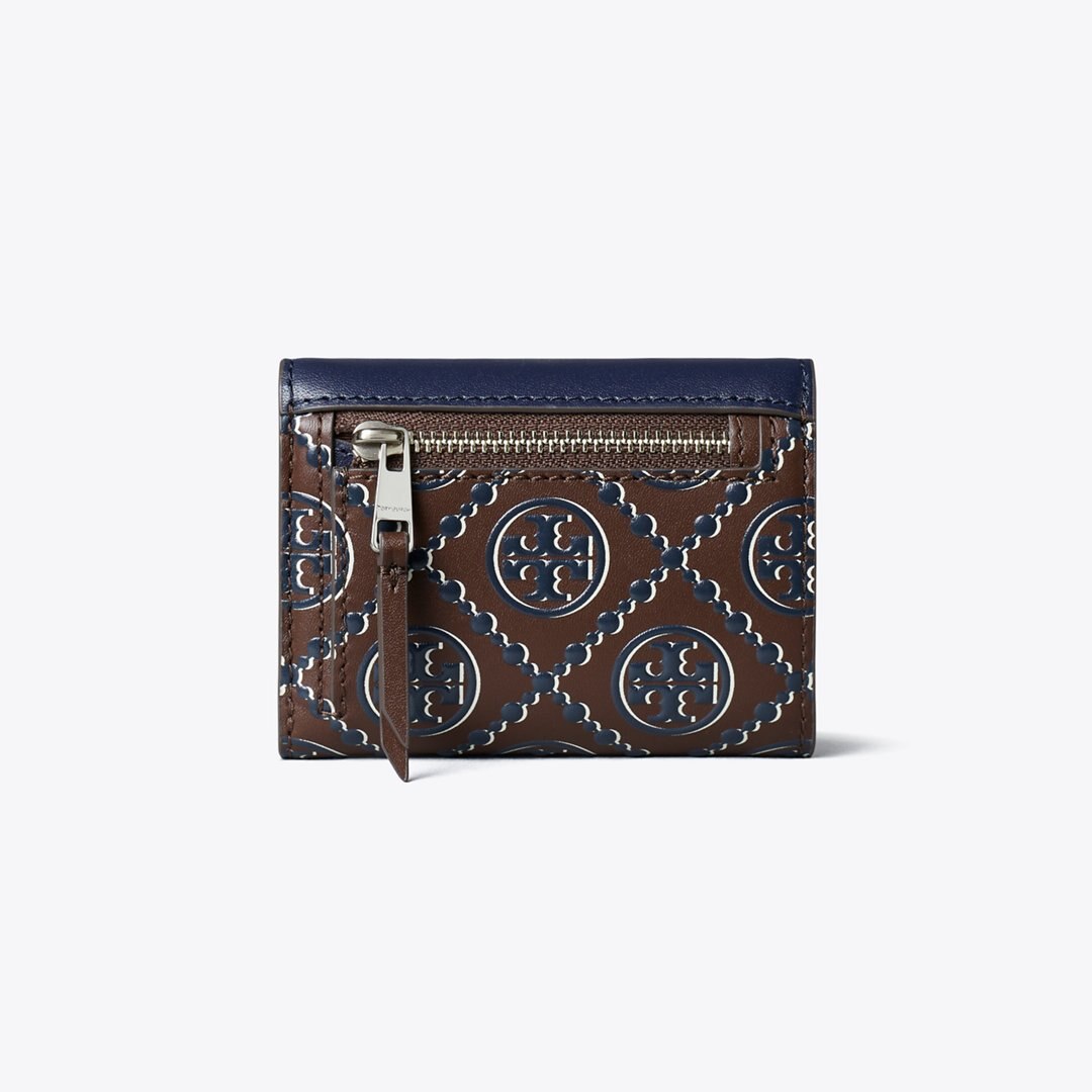 Tory Burch T Monogram Contrast Embossed Small Envelope Wallet Tory Navy / John Coco