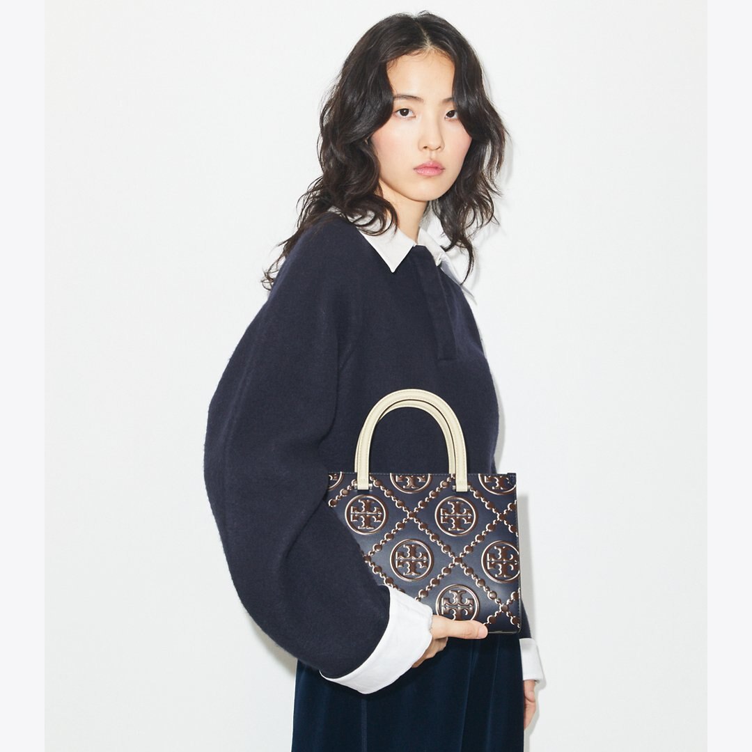 Tory Burch T Monogram Contrast Embossed Top-Handle Tote Tory Navy / John Coco