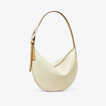 Tory Burch T Monogram Pebble Small Balloon Bag Warm White