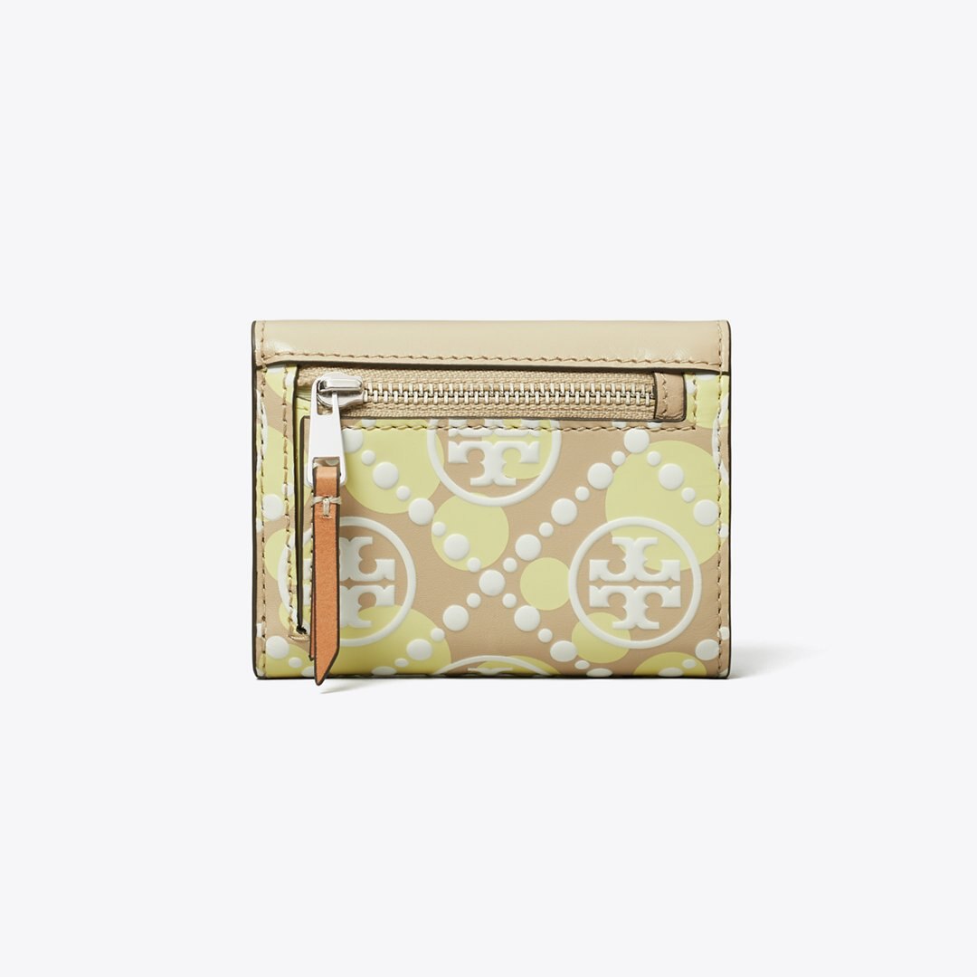 Tory Burch T Monogram Printed Leather Small Envelope Wallet Khaki Sand