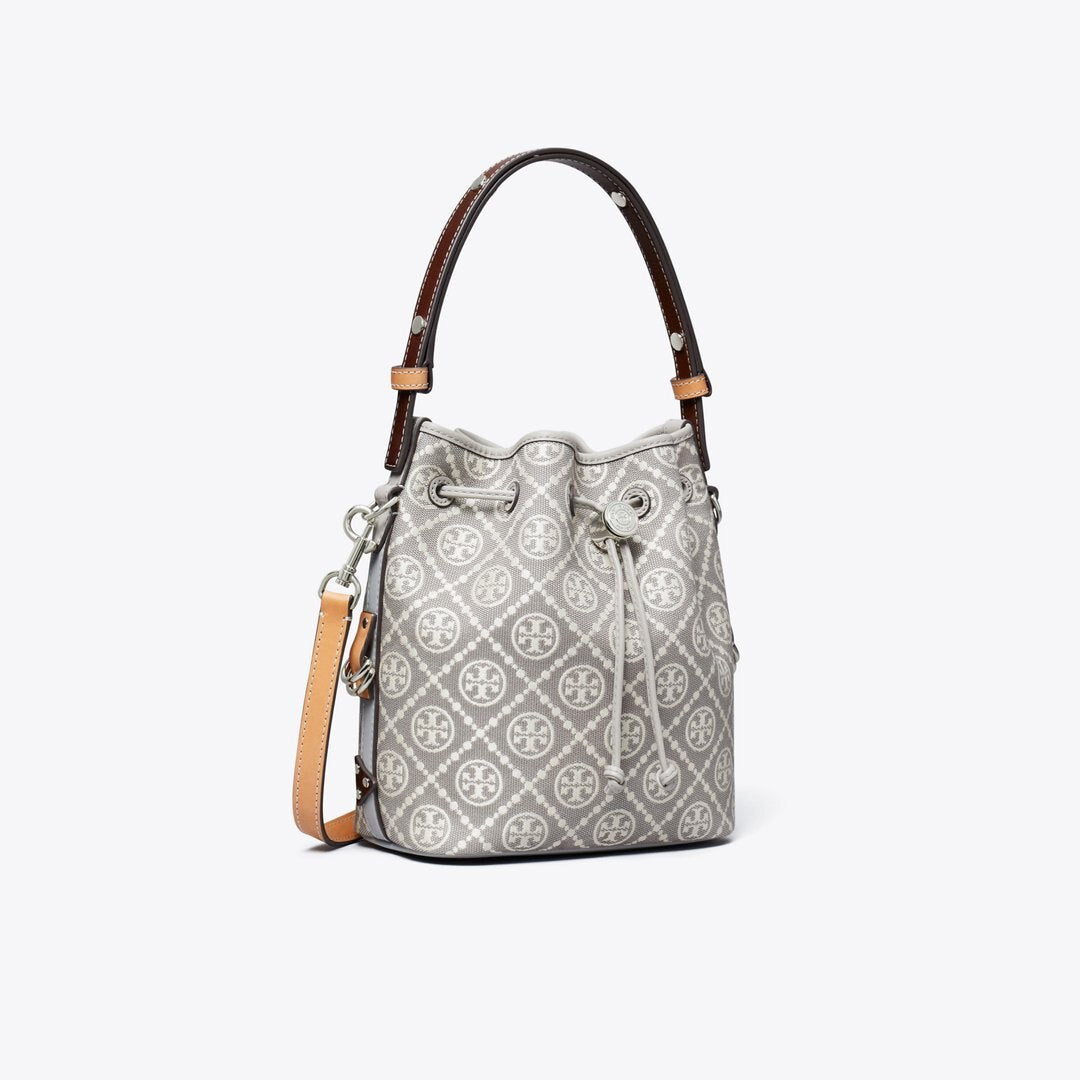 Tory Burch T Monogram Utility Bucket Bag Gray