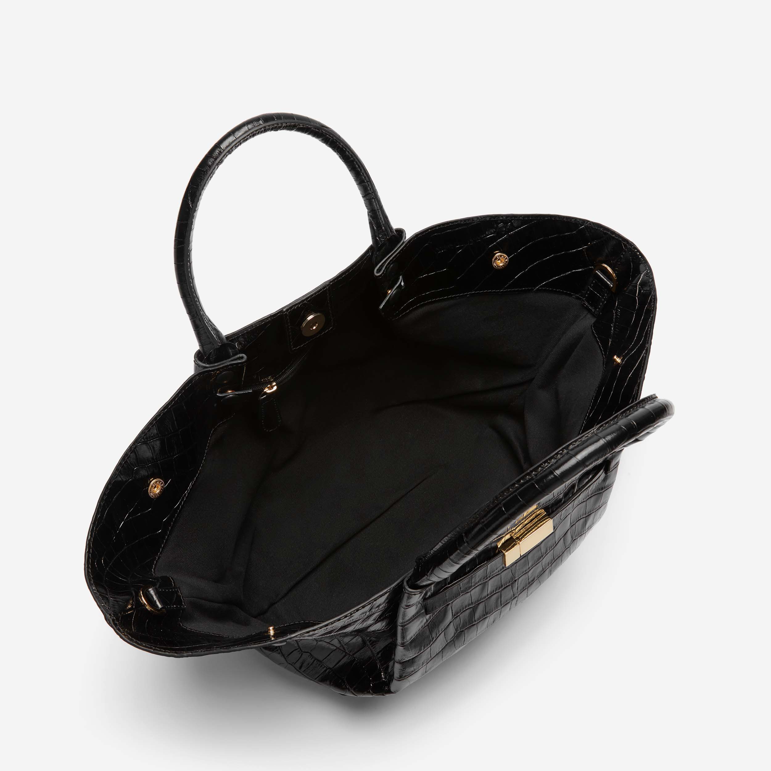 DeMellier The Midi New York black croc-effect