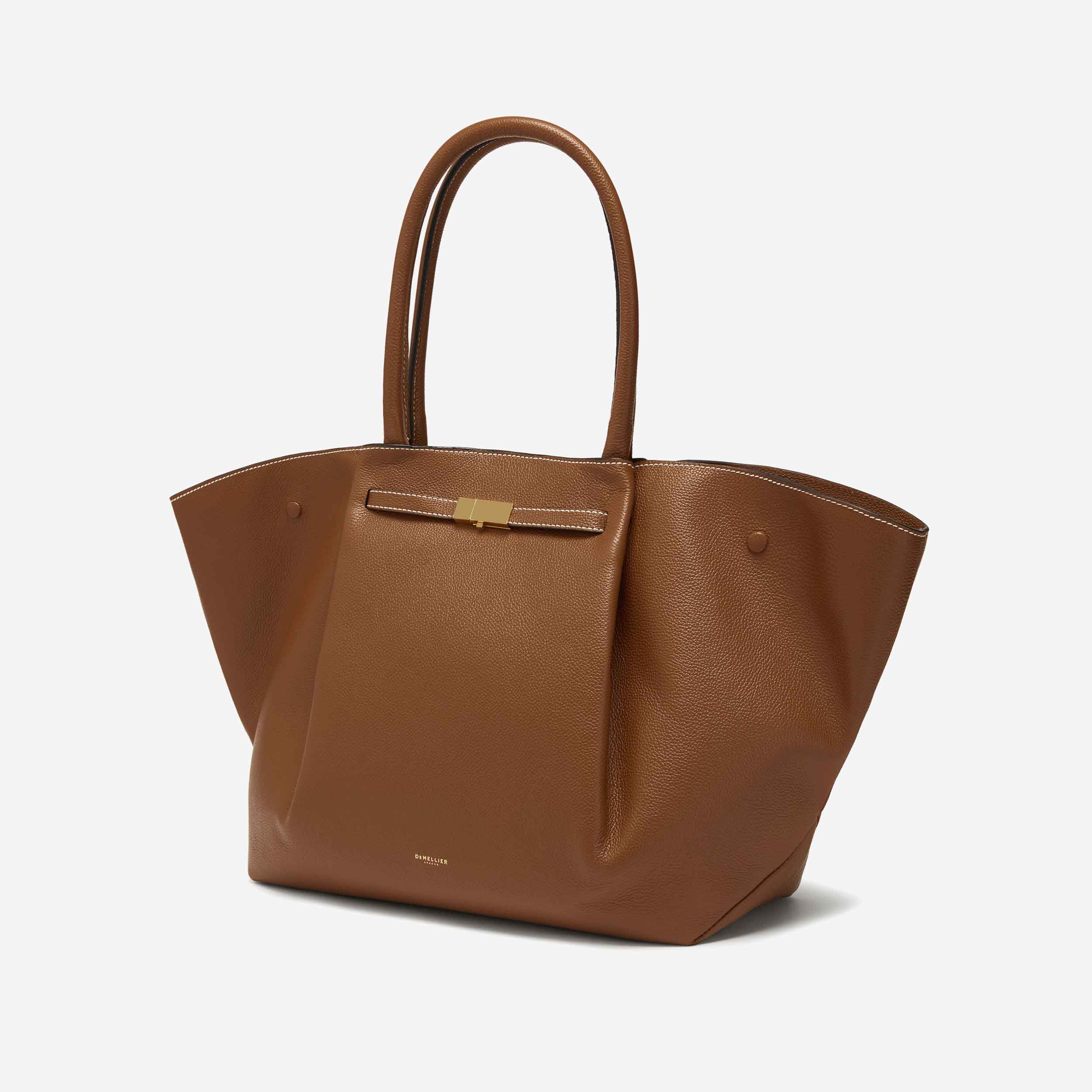 DeMellier The New York tan small grain ecru stitching