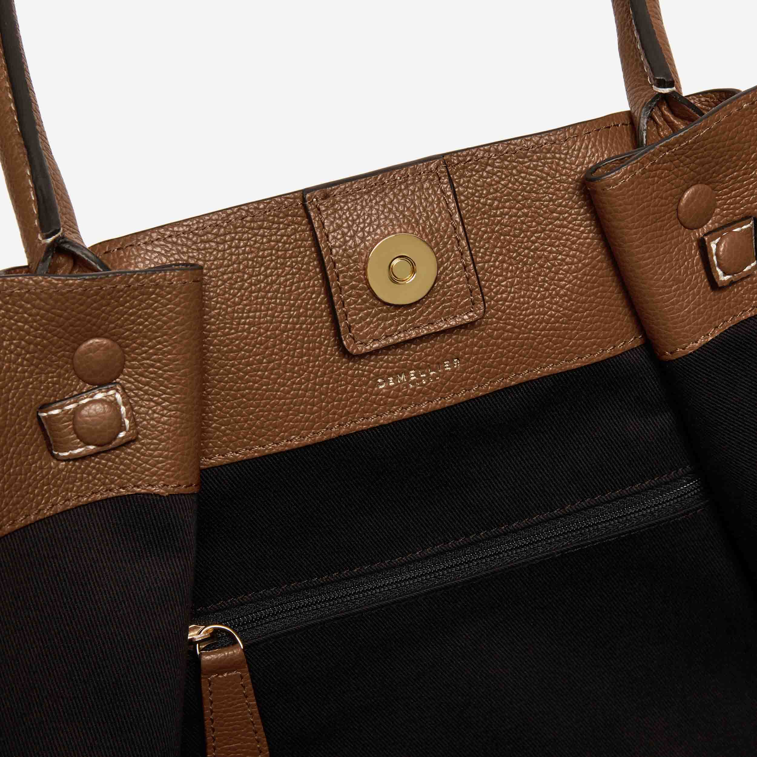 DeMellier The New York tan small grain ecru stitching